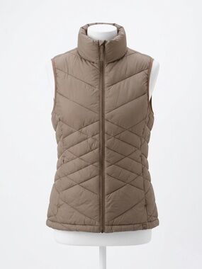 ZeroXposur Quilted Sleeveless Vest - Taupe Beige Brown Size Small